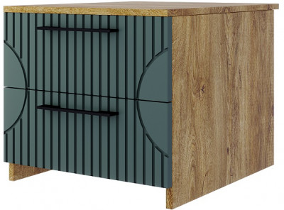 Тумба прикроватная "Монтале" - Дуб канзас/Зеленый матовый