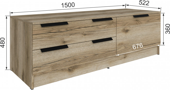 Тумба под ТВ Мадрид (1,5), Дуб делано