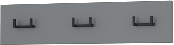 Октава 15.14.02 Вешалка + 15.14.02 Вешалка + 15.14.02 Вешалка, цвет серый графит, ШхГхВ 194,1х4,7х15 см.