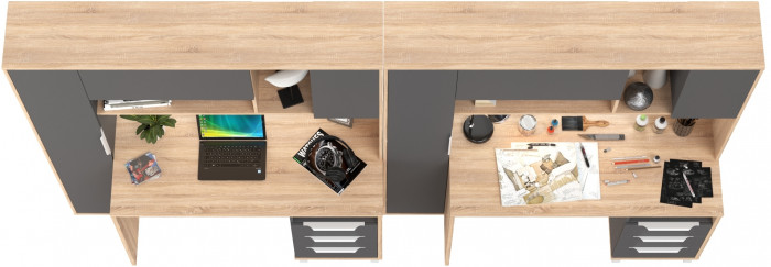 компьютерный стол Комфорт 12.95N + компьютерный стол Комфорт 12.95N, дуб сонома/тёмно-серый