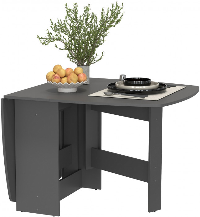 Стол-книжка раскладной 1-65М1граф, цвет графит, ШхГхВ 170х90х74 см., 30х90х74 см. сложенный