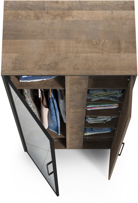 Трувор 13.204.01 Шкаф с зеркалом, цвет дуб гранж песочный/интра, ШхГхВ 88х54х210 см., зеркало, универсальная сборка