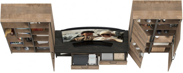 Трувор Гостиная 034, цвет дуб гранж песочный/интра, ШхГхВ 332,4х45,4х210 см., универсальная сборка