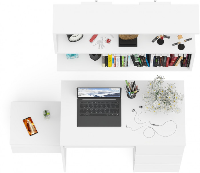 Мори компьютерный стол МС-6 правый + Тумба ТМП400.1 + Полка 900, белый