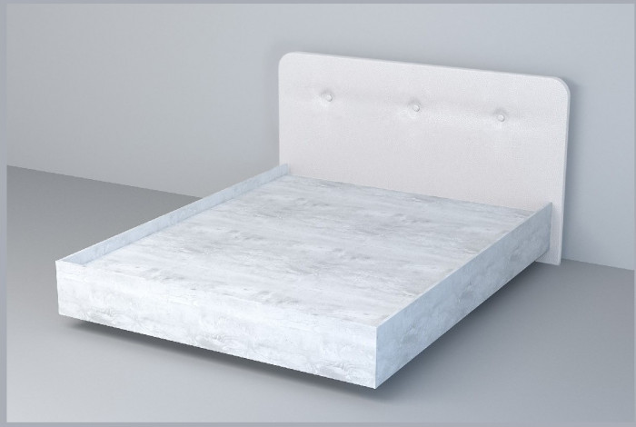 Кровать 1,6 арт.031 (Пуговицы) ЛН. (Бетон Светлый/Стальной Серый)