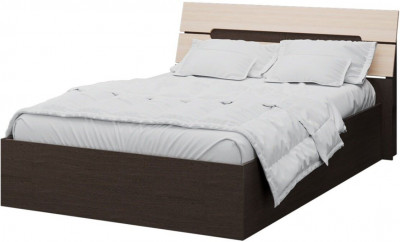 Гавана Кровать с настилом ЛДСП, 140, венге/дуб молочный