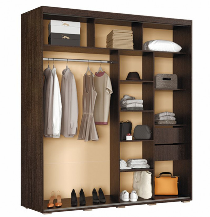 Шкаф-купе с зеркалом Крафт-6, венге