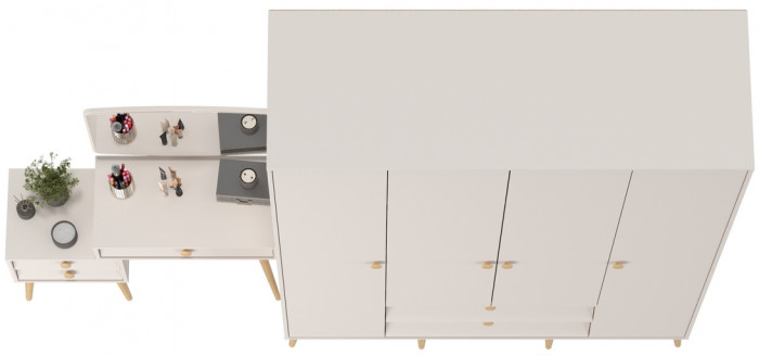 Афина Спальня Шкаф 4-х дверный + Трюмо, цвет кашемир серый, ШхГхВ 160х56,3х220 + 105х38,6х129 см., универсальная сборка