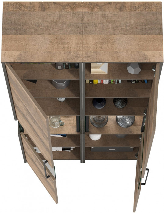 Трувор 13.205 Шкаф-пенал с витриной + 13.205 Шкаф-пенал с витриной, цвет дуб гранж песочный/интра, ШхГхВ 89,6х37х210 см., универсальная сборка