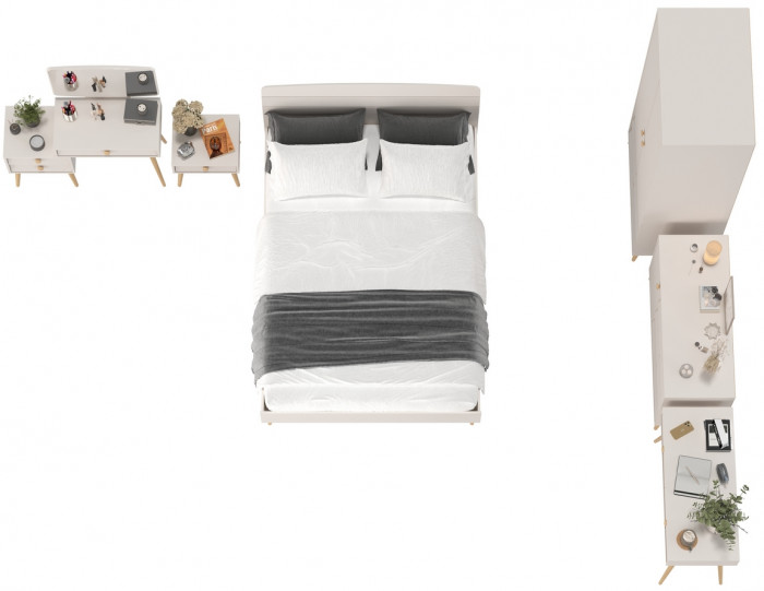 Афина Спальня 28-1400, цвет кашемир серый, сп.м. 1400х2000 мм., б/м, основание есть - фанера