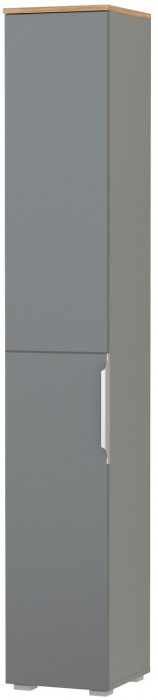 Октава 13.228 Шкаф-пенал, цвет серый графит/дуб крафт золотой/фасады МДФ серый графит, ШхГхВ 32,2х35,3х197,6 см., универсальная сборка