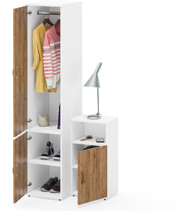 Лидер-8 Пенал МД 23Б + Тумба МД 3.19, белый шагрень/крафт золото