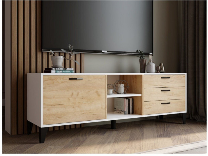 Тумба ТВ Парус-9 белый/дуб крафт золотой