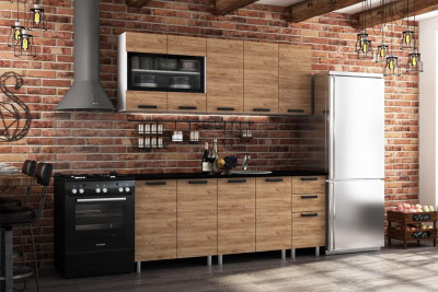 Кухня Крафт 2.0м, Крафт, Черный янтарь