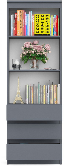 Мори Стеллаж МСТ600.3, цвет графит, ШхГхВ 60,4х35,4х179,6 см.