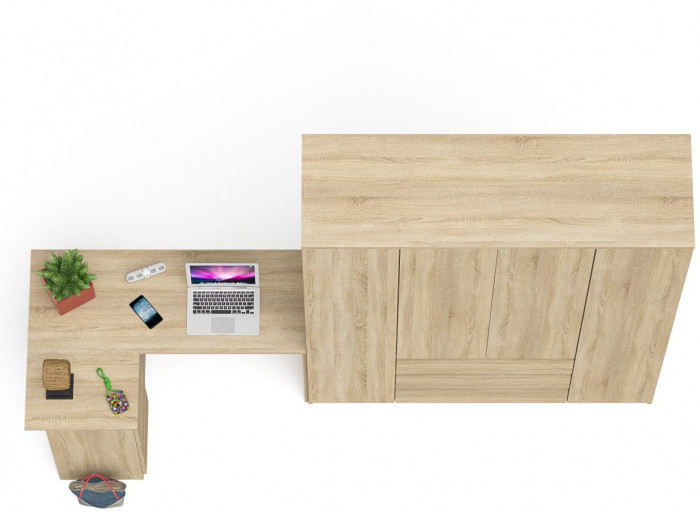 Мори Стол компьютерный МС-16 левый + Шкаф МШ1600.1, цвет дуб сонома, ШхГхВ 284,8х84,9х209,6 см., выдвижные ящики слева, НЕ универсальная сборка