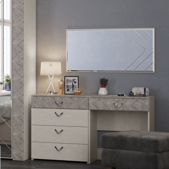 Амели Зеркало навесное 03.240, цвет шёлковый камень, ШхГхВ 50х2х100 см., может крепиться или горизонтально или вертикально