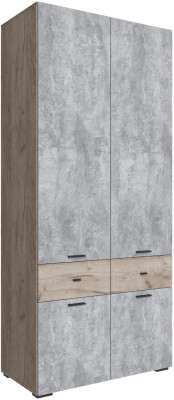 Шкаф 2-х створчатый Дублин, Дуб крафт золотой/Цемент