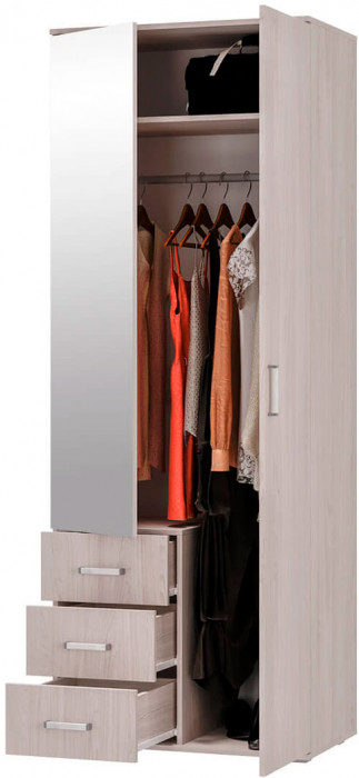 "Белла" шкаф 2-х створчатый (800х2120х470) ясень белый