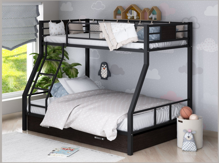 Двухъярусная кровать Гранада-1Я (Черный, Крем)