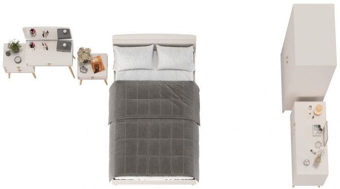 Афина Спальня 24-1200, цвет кашемир серый, сп.м. 1200х2000 мм., б/м, основание есть - фанера