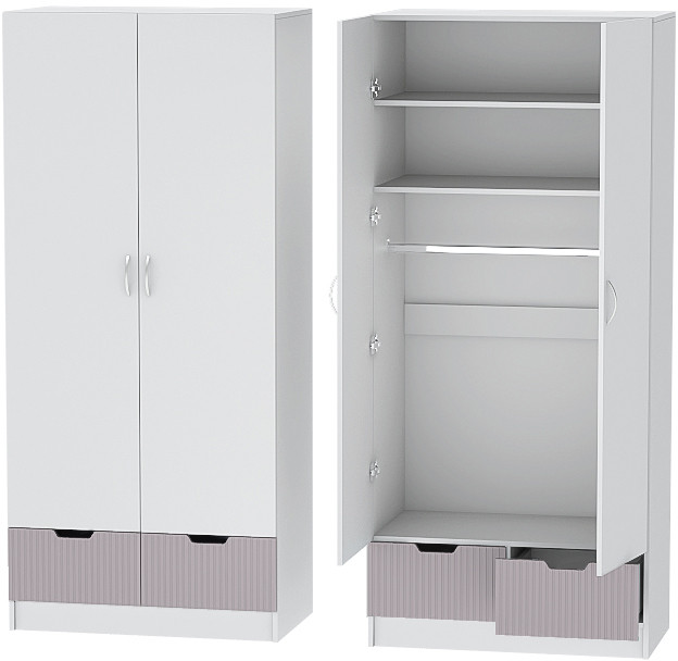 Детская комната Бриз МДФ, набор 10, Белый/Ирис (Полосы)