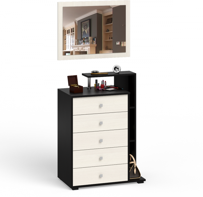 Камелия Комод + Зеркало, цвет венге/дуб лоредо, ШхГхВ 80х46,8х178 см., НЕ универсальная сборка