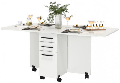 Стол-книжка с ящиками 1-6702бел, цвет белый, ШхГхВ 38х80х74 см. сложенный, разложенный два размера: 103/167х80х74 см.