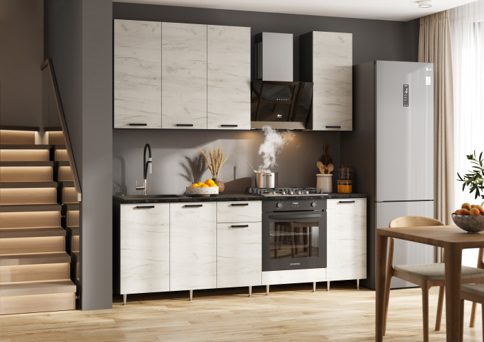 Кухня Рио NEW ЛДСП 2,2/900м (490), Компановка №2, Графит/Крафт белый