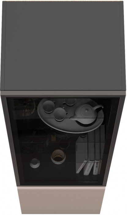 Сидней 13.201 Шкаф-витрина, корпус антрацит/фасады МДФ веллюто капучино/прозрачное стекло с серой тонировкой