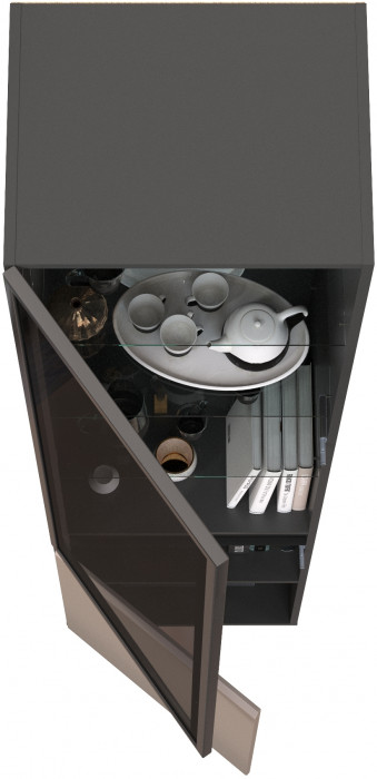 Сидней 13.201 Шкаф-витрина, корпус антрацит/фасады МДФ веллюто капучино/прозрачное стекло с серой тонировкой