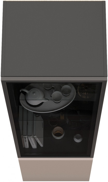 Сидней 13.201 Шкаф-витрина, корпус антрацит/фасады МДФ веллюто капучино/прозрачное стекло с серой тонировкой