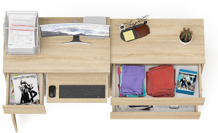 Мори компьютерный стол МС-1 левый + Комод МК800.1, дуб сонома