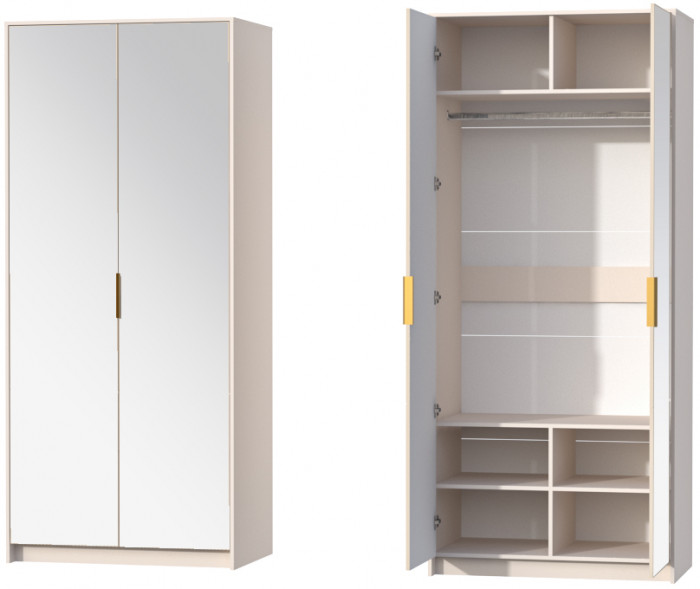 Шкаф 2-х створчатый с зеркалом Кэт-3, Кашемир