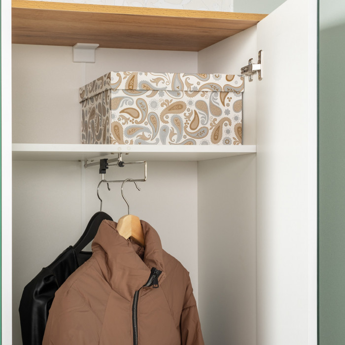 Октава 13.338 Шкаф для одежды + 13.338 Шкаф + 13.338, цвет белый шагрень/дуб крафт золотой/фасады МДФ белый шагрень/зеркало, ШхГхВ 193,2х35,3х197,6 см