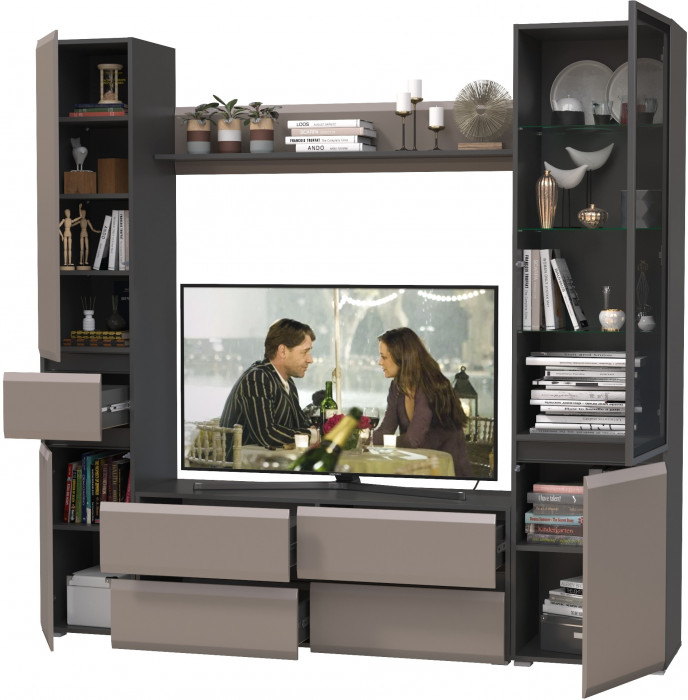 Сидней Комплектация № 054, корпус: антрацит/фасады: МДФ веллюто капучино