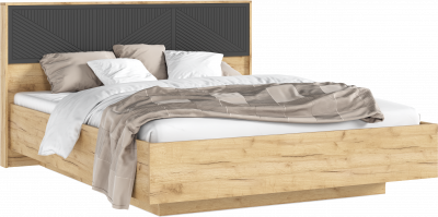 Сильвия Кровать парящая 1,6м (ортопед дерево) Браш Графит/Дуб Крафт, Дуб Крафт