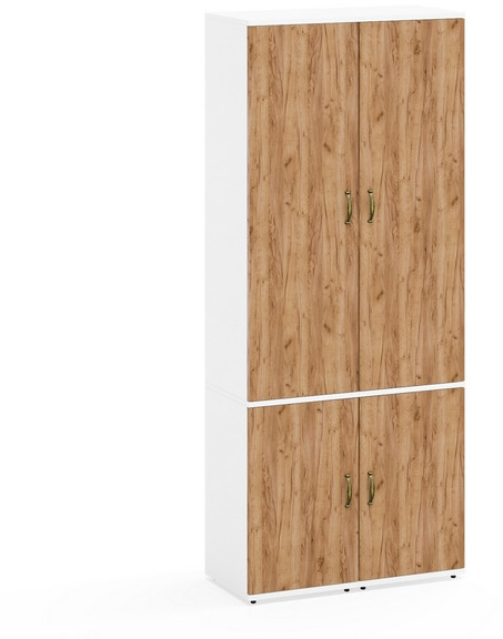 Лидер-8 Пенал МД 22Б 2 шт., цвет белый шагрень/крафт золото, ШхГхВ 80х37,5х190 см., универсальная сборка