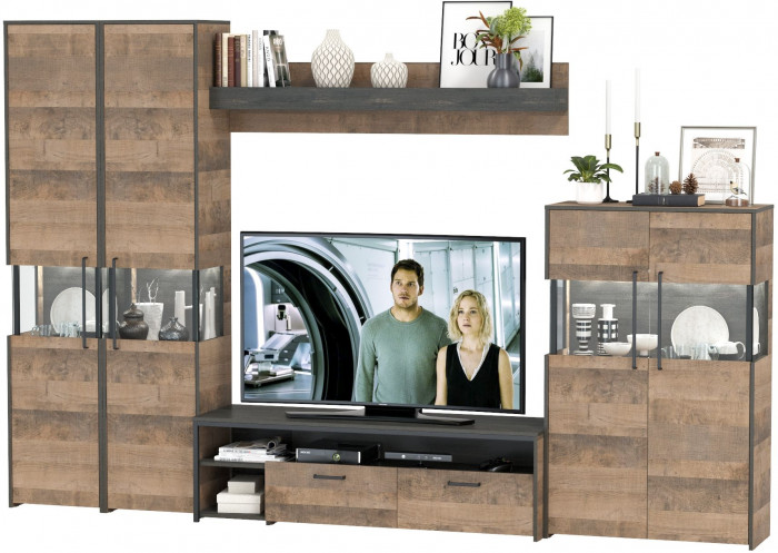 Трувор Гостиная 039, цвет дуб гранж песочный/интра, ШхГхВ 325,2х45,4х210 см., универсальная сборка