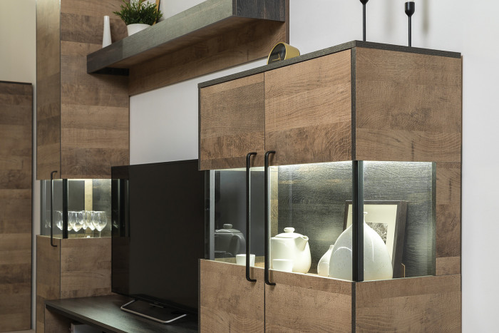 Трувор Гостиная 039, цвет дуб гранж песочный/интра, ШхГхВ 325,2х45,4х210 см., универсальная сборка