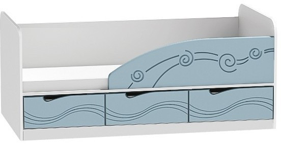 Кровать Бриз-4 80х160 Волна (Ясень шимо светлый/Шоколад/Волна)