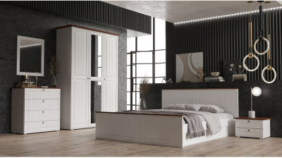 Модульная спальня Валенсия (Белый матовый / Орех)