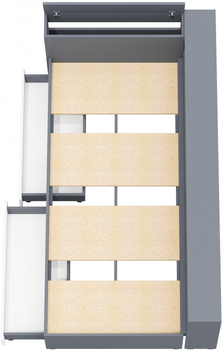 Ксения Кровать с ящиками 0900 + прикроватный блок, графит/белый