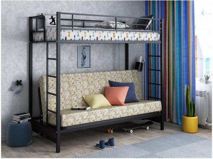 Двухъярусная кровать Мадлен 90/120х190, черная