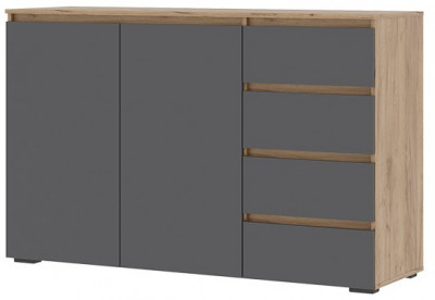 Хелен КМ 06 Комод 4 ящика (1502х958х460) серый графит/дуб крафт золото