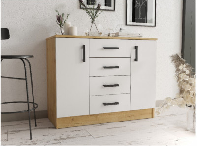 Комод К1000-2Д (Вотан / Белый гладкий)