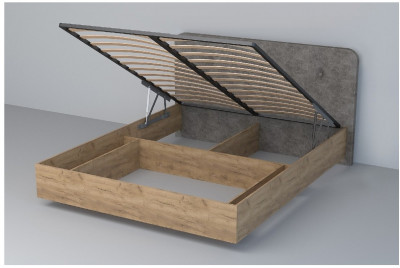 Кровать 1,6 арт.031 (Пуговицы) ПМ (Дуб Крафт Золотой/Стальной Серый)