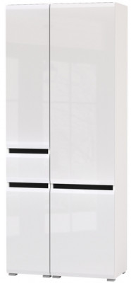 Сидней 13.202 Шкаф с ящиком + Шкаф 13.200, корпус: белый/чёрный/фасады: МДФ белый глянец