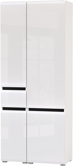 Сидней 13.202 Шкаф с ящиком + Шкаф 13.200, корпус: белый/чёрный/фасады: МДФ белый глянец