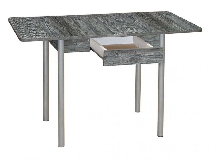 Эко 80х60 стол обеденный раскладной с ящиком / пасадена/металлик
